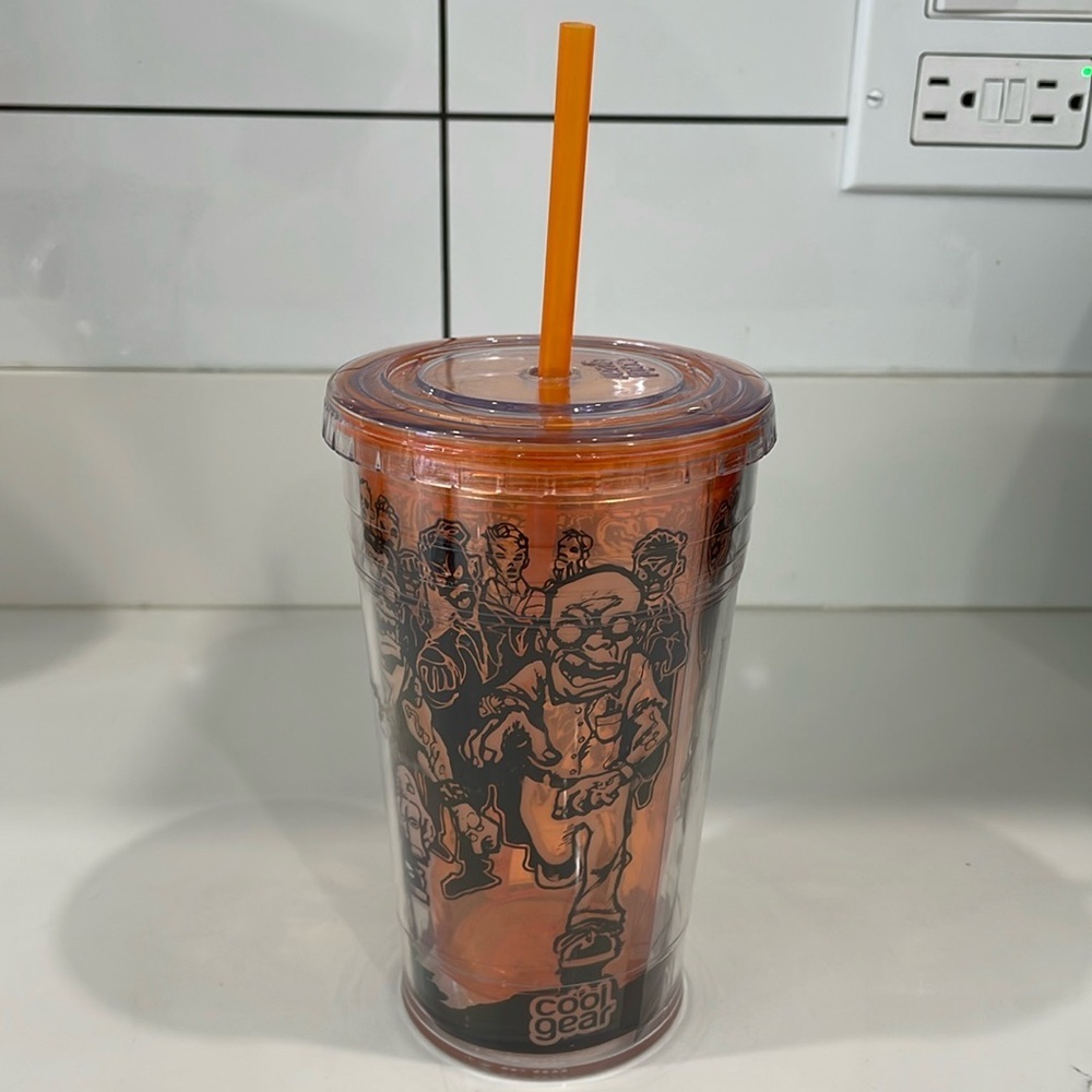 NWOT - Cool Gear Double Walled Insulated Zombie Halloween Cup with Straw 18oz
